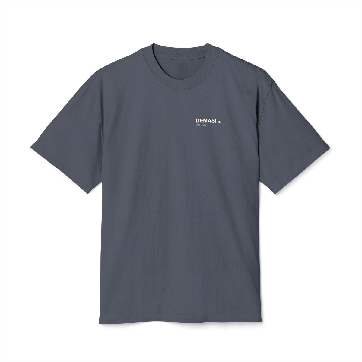 DEMASI off-record-01 — heavy, Faded Indigo, front; final native supplier mockup